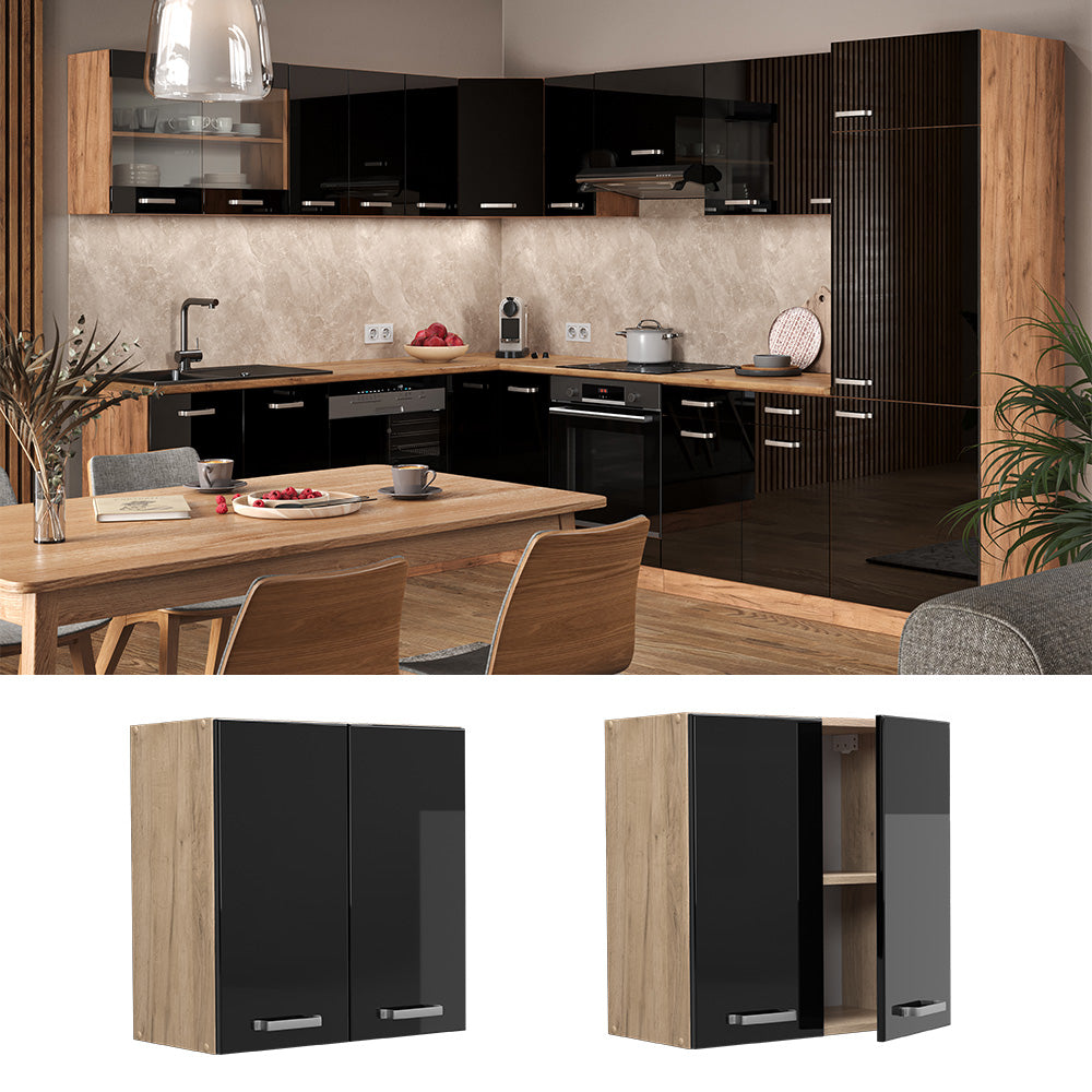 Vicco Pensile da cucina Nero lucido 60 cm