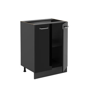 Vicco Mobiletto base cucina Nero lucido 60 cm senza piano di lavoro
