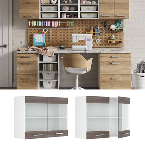 Vicco Pensile universale Grigio 80 cm con ante in vetro