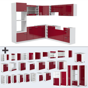 Vicco Cucina angolare completa Rosso lucido/bianco 247 x 60 cm , PL Antracite