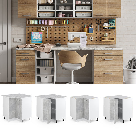 Vicco Armadio universale ad angolo Calcestruzzo 75.6 cm con anta, con piano di lavoro