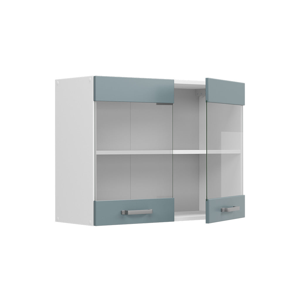 Vicco Pensile universale Grigio-blu 80 cm con ante in vetro