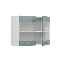 Vicco Pensile universale Grigio-blu 80 cm con ante in vetro