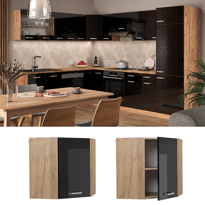 Vicco Mobile angolare da cucina Nero lucido 57 cm