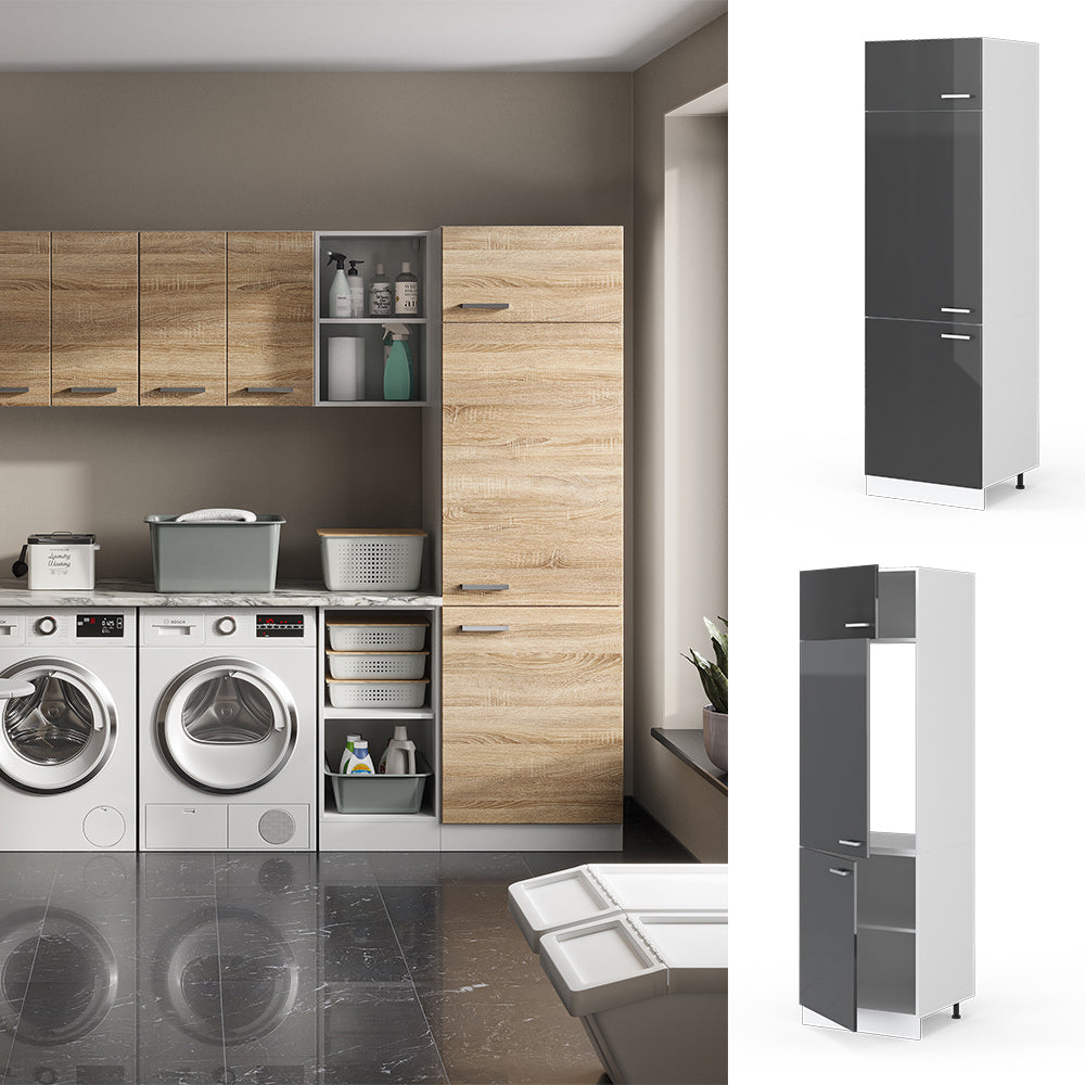 Vicco Dispensa universale Antracite lucido 60 cm con porte