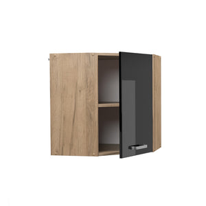 Vicco Mobile angolare da cucina Nero lucido 57 cm