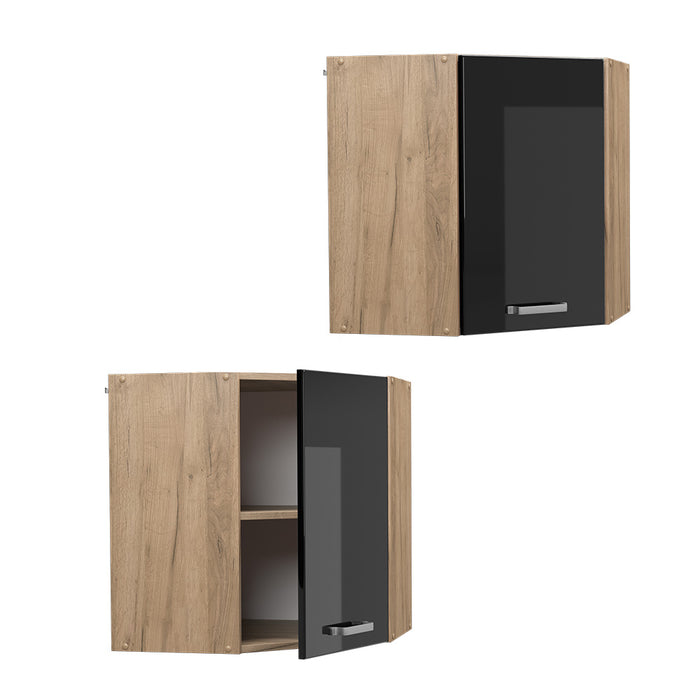 Vicco Mobile angolare da cucina Nero lucido 57 cm
