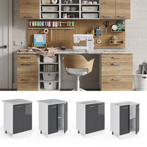 Vicco Base universale Antracite lucido 60 cm con ante, senza piano di lavoro