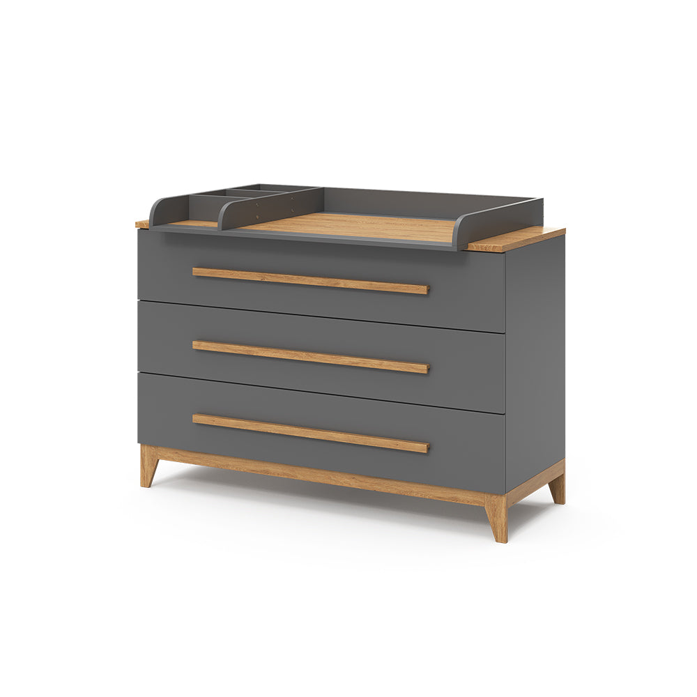 Vitalispa Fasciatoio Grigio 133 x 98 cm XL con 3 cassetti