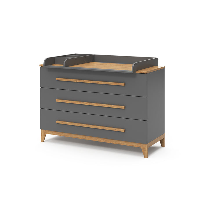 Vitalispa Fasciatoio Grigio 133 x 98 cm XL con 3 cassetti