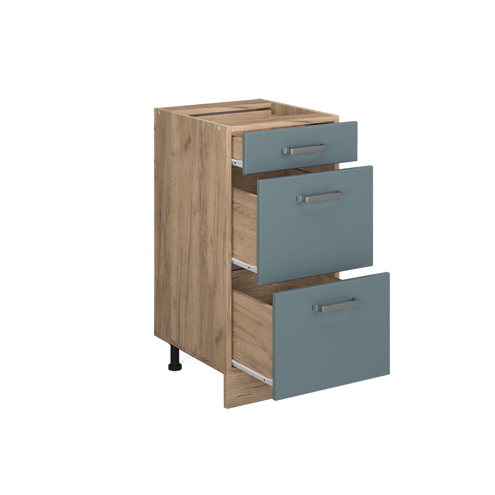 Vicco Mobiletto base per cucina Grigio-blu 40 cm con cassetti, senza piano di lavoro