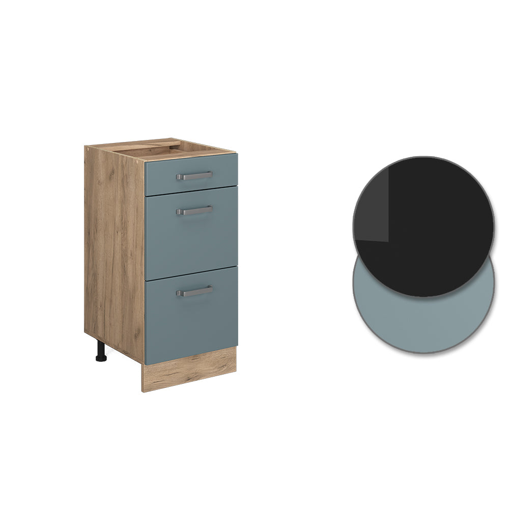 Vicco Mobiletto base per cucina Grigio-blu 40 cm con cassetti, senza piano di lavoro