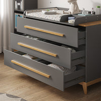 Vitalispa Fasciatoio Grigio 133 x 98 cm XL con 3 cassetti