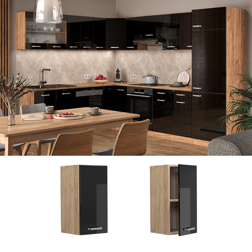 Vicco Pensile da cucina Nero lucido 30 cm