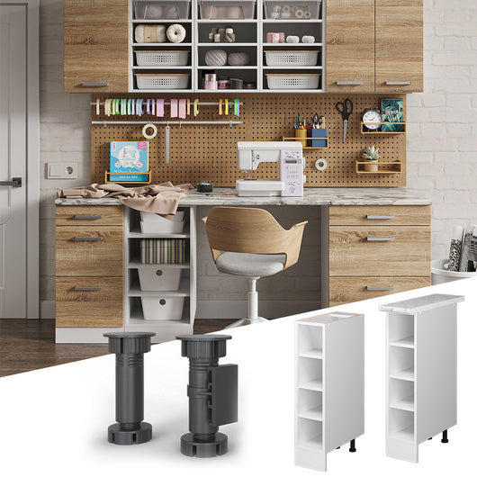 Vicco Base a ripiani Bianco 20 cm con ripiani aperti, con piano di lavoro