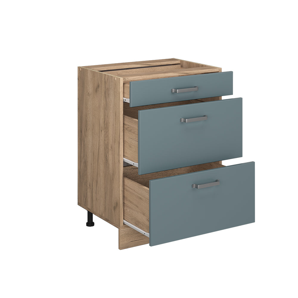 Vicco Mobiletto base per cucina Grigio-blu 60 cm con cassetti, senza piano di lavoro