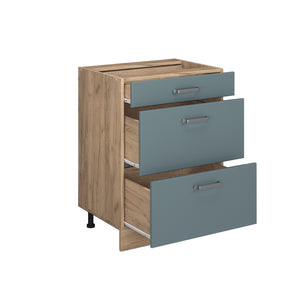 Vicco Mobiletto base per cucina Grigio-blu 60 cm con cassetti, senza piano di lavoro