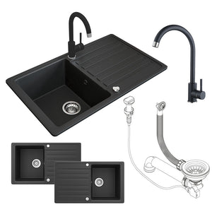 Bergström Lavello Nero 76.5 x 46 cm con raccordo nero