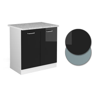 Vicco Mobile lavello cucina Nero lucido 80 cm , PL Marmo