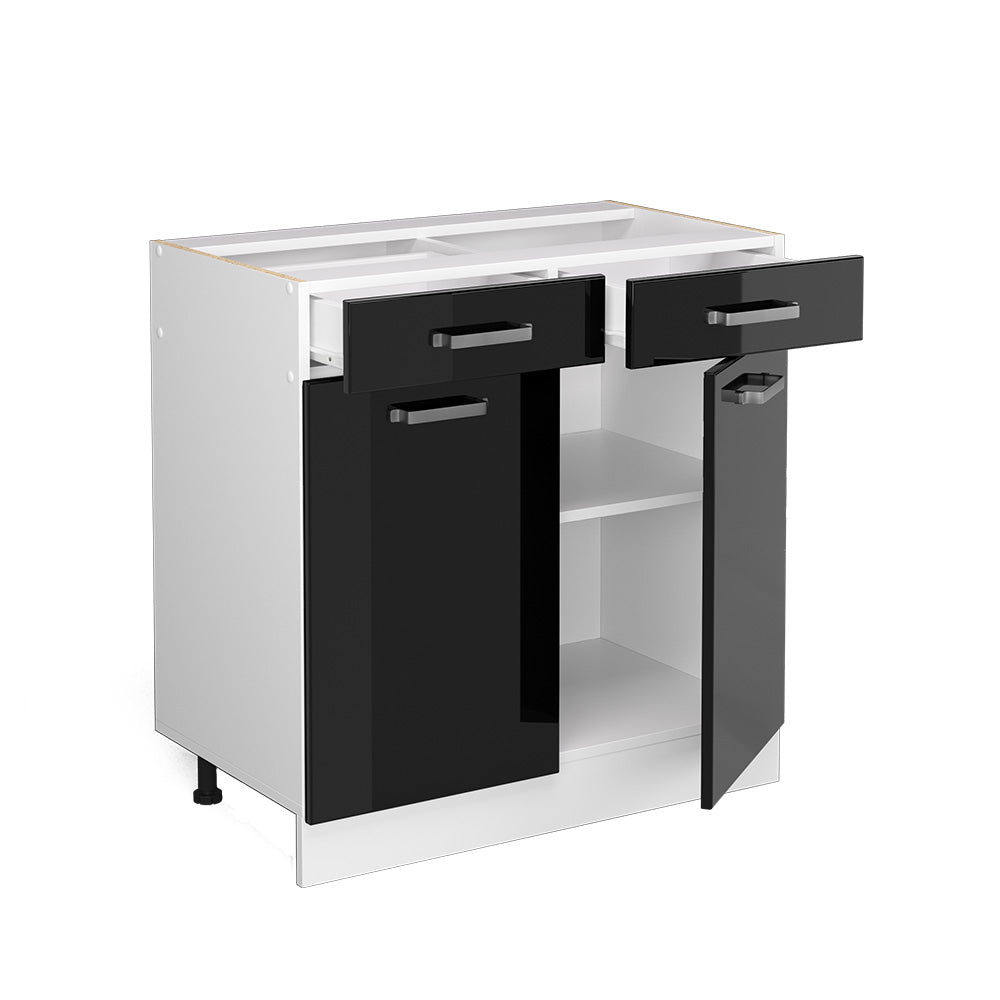 Vicco Mobiletto base per cucina Nero lucido 80 cm senza piano di lavoro