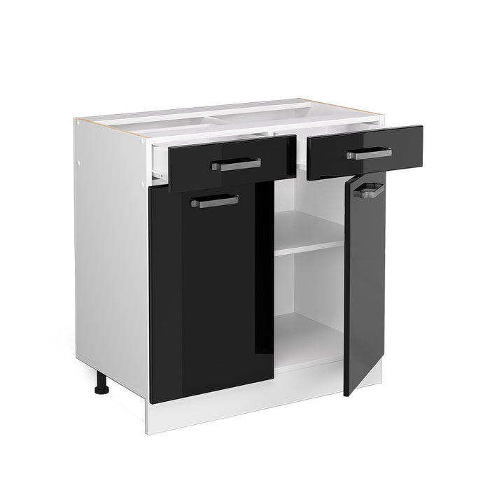 Vicco Mobiletto base per cucina Nero lucido 80 cm senza piano di lavoro