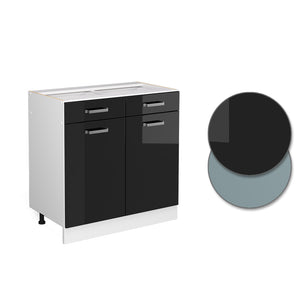 Vicco Mobiletto base per cucina Nero lucido 80 cm senza piano di lavoro