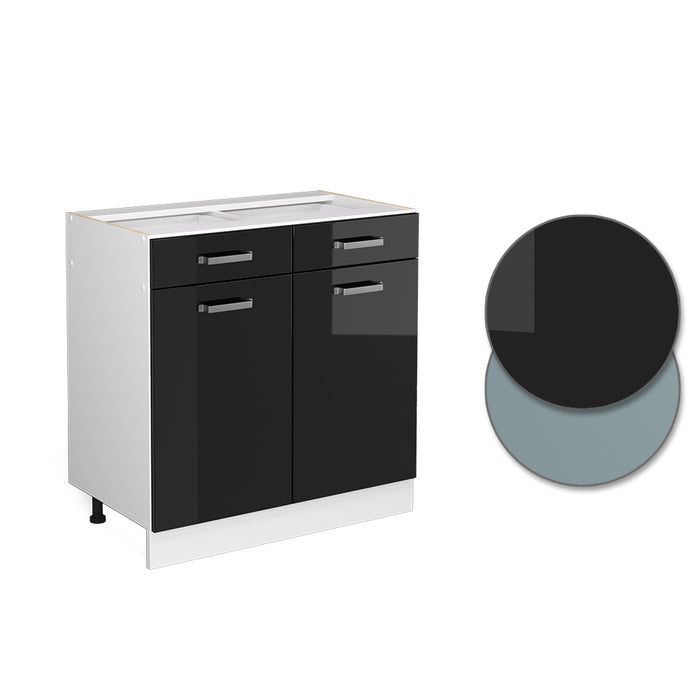 Vicco Mobiletto base per cucina Nero lucido 80 cm senza piano di lavoro