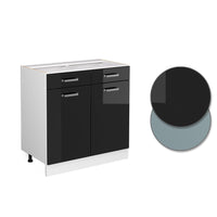 Vicco Mobiletto base per cucina Nero lucido 80 cm , PL Rovere