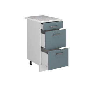 Vicco Mobiletto base per cucina Grigio-blu 40 cm con cassetti PL Marmo