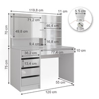 Vicco Tavolo da toeletta Bianco 55 cm con illuminazione a LED e ripiano a specchio