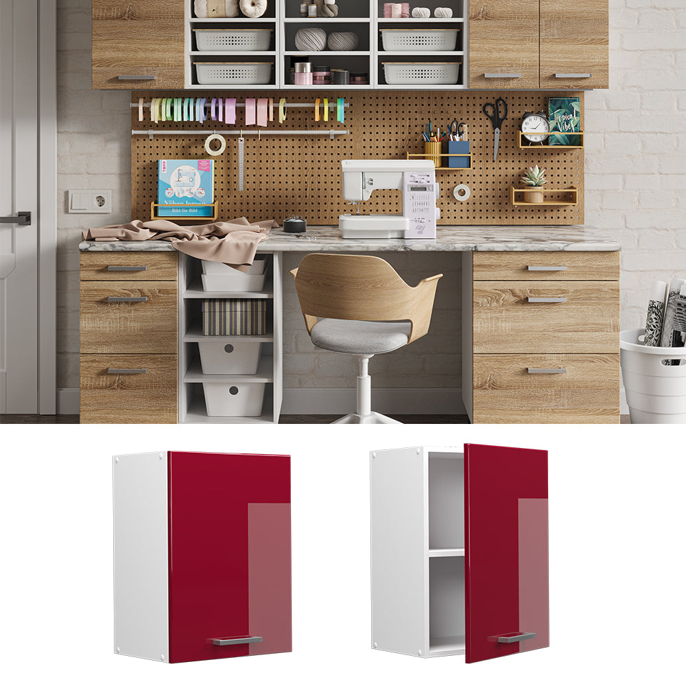 Vicco Pensile universale Rosso bordeaux lucido 45 cm con anta