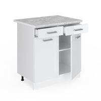 Vicco Base universale Bianco lucido 80 cm con cassetti e ante, con piano di lavoro