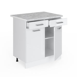 Vicco Base universale Bianco lucido 80 cm con cassetti e ante, con piano di lavoro