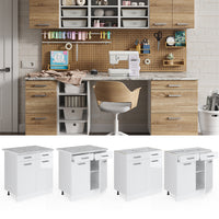 Vicco Base universale Bianco lucido 80 cm con cassetti e ante, con piano di lavoro