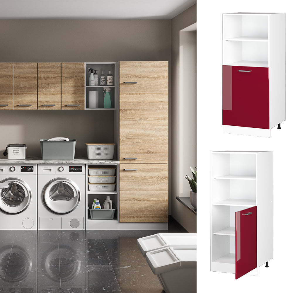 Vicco Dispensa universale Rosso bordeaux lucido 60 cm con ripiani aperti e anta