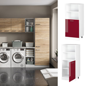 Vicco Dispensa universale Rosso bordeaux lucido 60 cm con ripiani aperti e anta