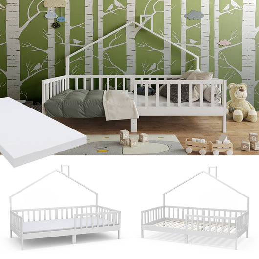 Vitalispa Letto montessori bambini Bianco 90x200 cm con materasso