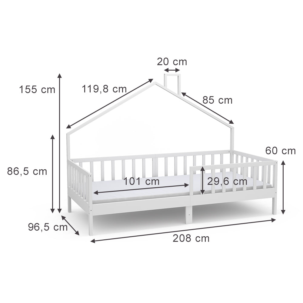 Vitalispa Letto montessori bambini Bianco 90x200 cm con materasso