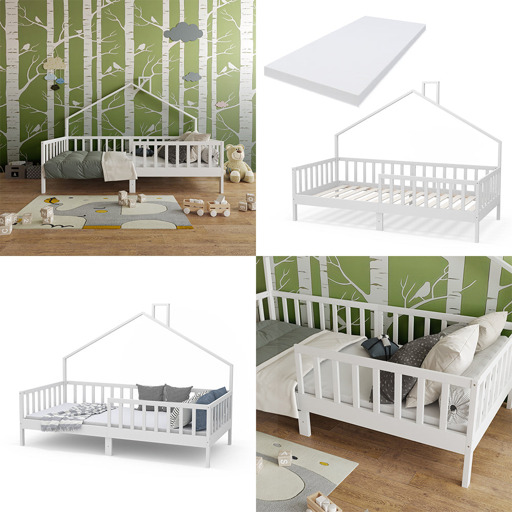 Vitalispa Letto montessori bambini Bianco 90x200 cm con materasso