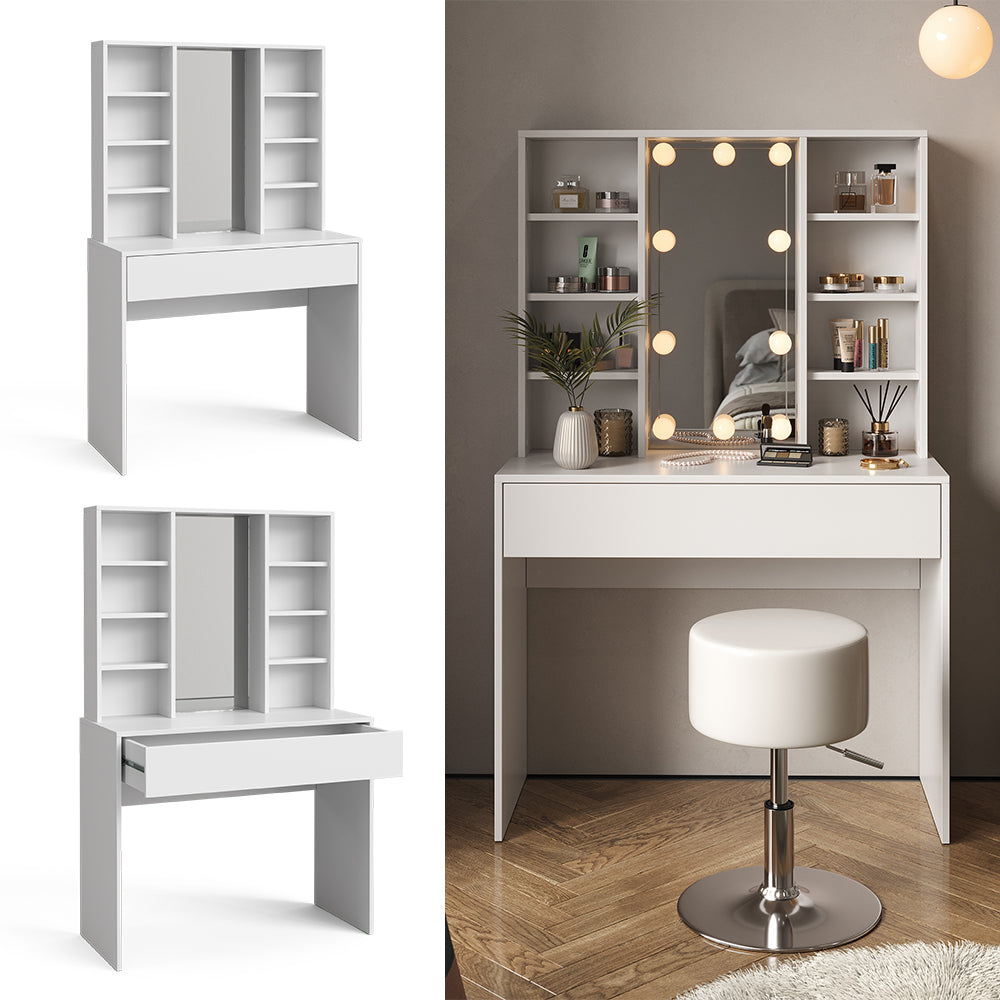 Vicco Tavolo da toeletta Bianco 93 cm con specchio