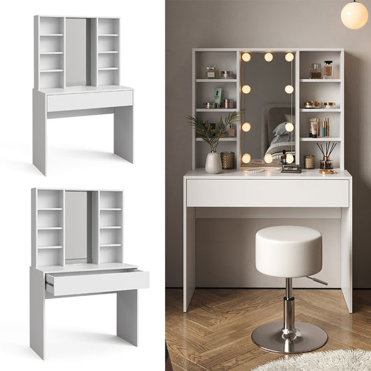 Vicco Tavolo da toeletta Bianco 93 cm con specchio