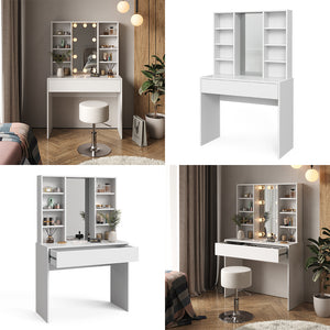 Vicco Tavolo da toeletta Bianco 93 cm con specchio