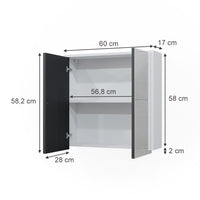 Vicco Specchio contenitore bagno Bianco/antracite 60 x 58 cm con due porte a specchio
