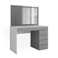 Vicco Tavolo da toeletta Bianco/grigio/grigio 115 cm con specchio a LED