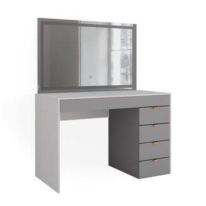 Vicco Tavolo da toeletta Bianco/grigio/grigio 115 cm con specchio a LED