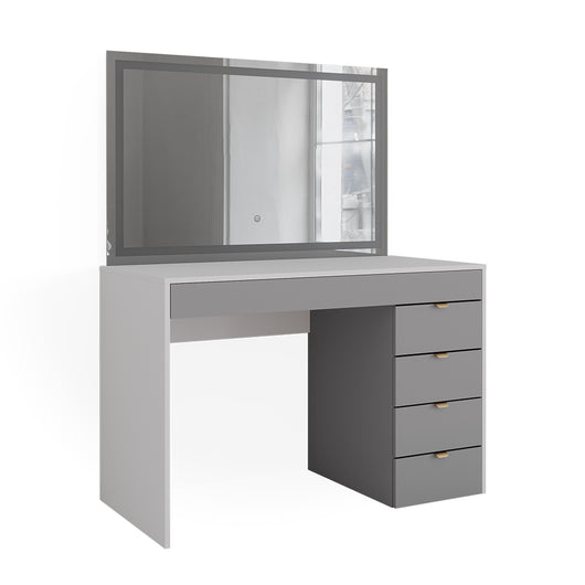 Vicco Tavolo da toeletta Bianco/grigio/grigio 115 cm con specchio a LED