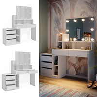 Vicco Tavolo da toilette Bianco 139.8 cm con illuminazione a LED