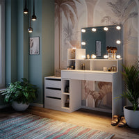 Vicco Tavolo da toilette Bianco 139.8 cm con illuminazione a LED