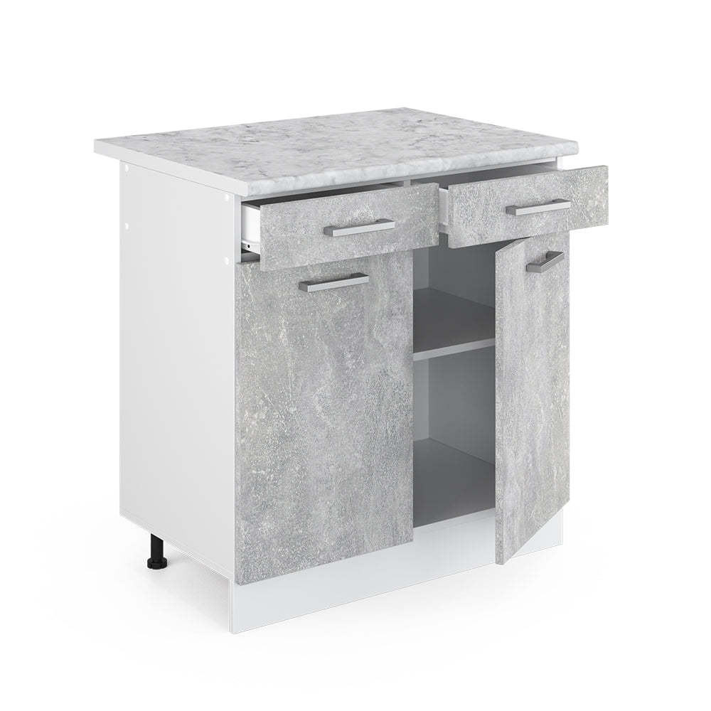 Vicco Base universale Calcestruzzo 80 cm con cassetti e ante, con piano di lavoro