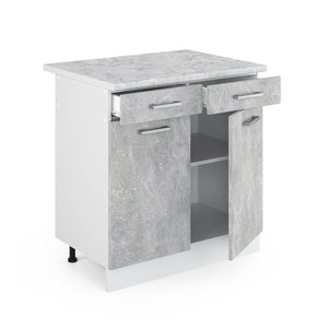 Vicco Base universale Calcestruzzo 80 cm con cassetti e ante, con piano di lavoro